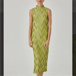 Astr the label textured plisse mock neck dress.